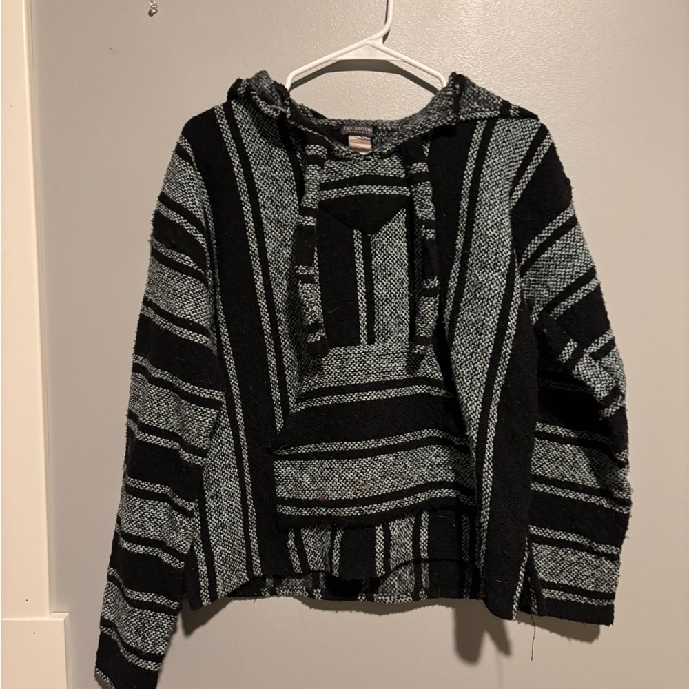 Striped Black and Gray Hoodie